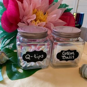 2 Iridescent Rainbow Chalkboard Storage Jars